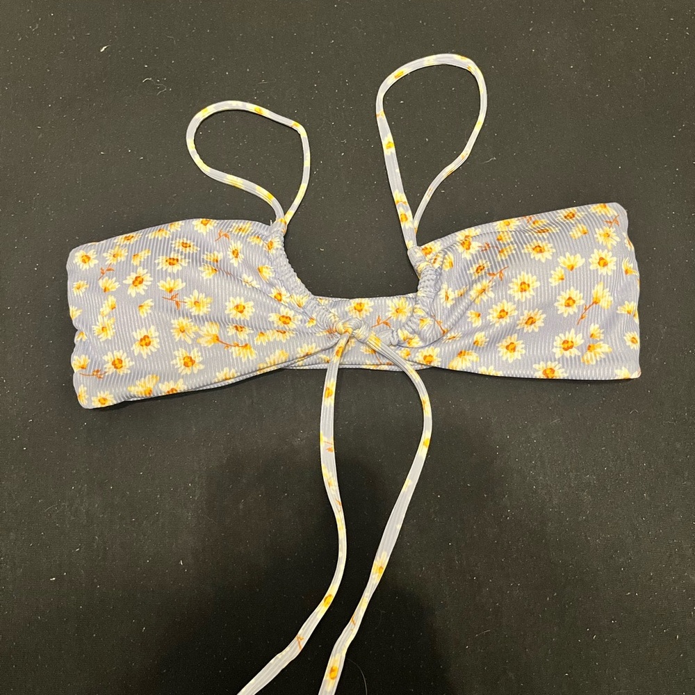Zaful Blue Bikini Top with Yellow Floral Design